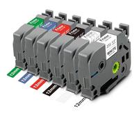 Pristar 6x Compatible Tze 12mm Cintas para Brother TZe-231 TZe-135 TZe-335 TZe-435 TZe-535 TZe-735 para Brother P-touch PT-H105 H107B H100 H110 E110 D210 H100R E300VP P300BT P710BT H100LB, 12mm x 8m