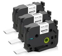 Pristar - Cinta adhesiva termorretráctil, color negro sobre blanco y amarillo para Brother