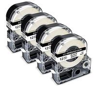Pristar Cinta de etiquetas de repuesto compatible para Epson LC-4WBN LK-4WBN SS12KW 12 mm, cartuchos de cinta de etiquetas de repuesto para Epson LabelWorks LW300 LW400 LW600P LW700, negro sobre