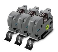 Pristar Cinta de repuesto para Brother TZe355 TZe-355 de 24 mm, cinta negra de 1 pulgada, cinta TZe 0.94 compatible con Brother P Touch PTD600 PTP710BT PTP700 PT2730, paquete de 3