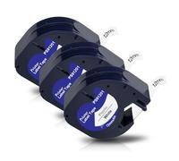 Pristar Cintas de Etiquetas Compatible para Dynmo 12mm x 4m Cinta Etiquetas 91201 S0721610 Plástico de Negro sobre Blanco para Dynmo Letra-tag XR LT-100H LT-100T LT-200B Etiquetadora
