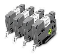 Pristar Compatible 9mm Cinta de Etiquetas para Brother TZe-221 TZe221 TZ-221 TZe Negro sobre Blanco Laminada Casetes para PT-H100 H110 E110 D400 H105 D200BW 1010 H108 1000 E550W H107B Paquete de 4