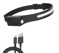 Pristar Linterna Frontal LED, Linterna Cabeza Recargable con Sensor de Movimiento, Impermeable Frontal LED Alta Potencia 5 Modos para Correr, Pasear Perros, Acampar, Caminar, Pescar, Running