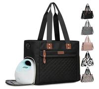 Pritent Diaper Bag Tote for Working Mom, Large Travel Diaper Tote for Mom and Dad with 15 Inch Laptop Sleeve, Mommy Maternity Travel Baby Bag for Boys and Girls, Black