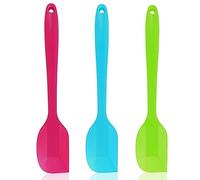 Pritogo - Juego de 3 espátulas de cocina de silicona con núcleo de acero, pequeñas de 21,5 cm, antiadherentes, resistentes al calor, para cocinar y hornear (rosa verde azul)