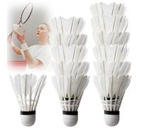 PRITOK 12 pelotas de bádminton: volantes blancos de pluma de ganso, cabeza de corcho, entrenamiento deportivo de alta velocidad, para jardín, plumas de ganso, bádminton, para deportes al aire libre e