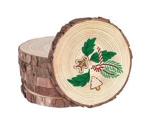 PRITOK 6 discos de madera: discos de madera de 18 a 20 cm, discos de árbol sin perforar de 15 mm de grosor, tronco de árbol sin tratar discos de madera para manualidades, manualidades, bodas, Navidad
