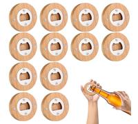 PRITOK Abrebotellas de madera: 12 abridores de cerveza, abrebotellas, abrebotellas de acero inoxidable de bambú con debilitamiento de campo, adsorbible, abrebotellas personalizado, gran regalo para