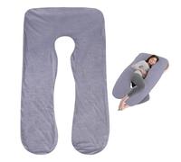 PRITOK Almohada para dormir de lado Funda: Funda de almohada en forma de U, funda de almohada extraíble de algodón en forma de U para maternidad, funda de repuesto para adultos, lavable a máquina, 140