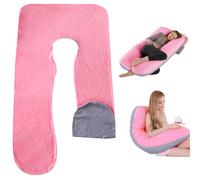 PRITOK Almohada para dormir de lado Funda: Funda de almohada en forma de U, funda de almohada extraíble de algodón en forma de U para maternidad, funda de repuesto para adultos, lavable a máquina, 140
