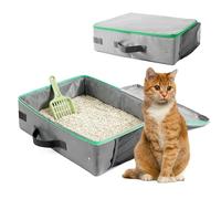 PRITOK Caja de arena portátil con tapa: Arenero plegable para gatos, de tela Oxford con asa, resistente al agua, para camping, coche, 40 x 30 x 13 cm