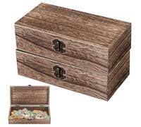PRITOK Caja de madera natural con tapa, 2 unidades, caja de madera con tapa, marrón sin pintar, caja de recuerdos, caja de regalo para pintar, decoración, caja de almacenamiento, 20 x 10 x 6 cm