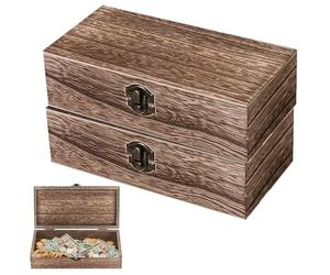 PRITOK Caja de madera natural con tapa, 2 unidades, caja de madera con tapa, marrón sin pintar, caja de recuerdos, caja de regalo para pintar, decoración, caja de almacenamiento, 20 x 10 x 6 cm