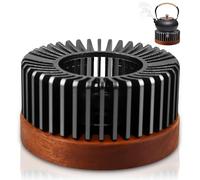 PRITOK Calientaplatos para tetera: calentador de tetera de aleaciones con base de madera, calentador de tetera base aislante hueco para calentar café, leche, lámpara aromática, vela de té, sin velas