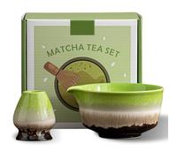 PRITOK Cuenco de matcha verde: 2 piezas 18 OZ Matcha Chawan Hecho a mano para la ceremonia matcha, cuenco de cerámica matcha con boquilla