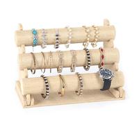 PRITOK Expositor de joyas de terciopelo: 3 niveles desmontable para mujeres y niñas, soporte de joyas para pulseras, collares, exhibición de joyas para el hogar o la tienda