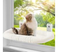 PRITOK Hamaca para gatos: hamaca estable para gatos con funda gruesa extraíble, plegable ventana con ventosas estables de hasta 18 kg (40 lbs), color blanco