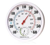 PRITOK Higrómetro analógico: 25 cm, termohigrómetro de precisión, termómetro higrómetro, termómetro de ambiente, temperatura y medidor de humedad para el aire acondicionado, invernadero blanco