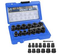 PRITOK Juego de 14 Extractores de Tuercas y Tornillos: Llaves de Vaso de Perfil en Espiral para Quitar Piezas Dañadas y Oxidadas