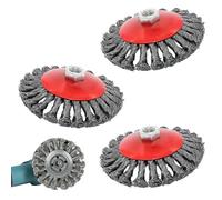 Pritok - Juego de 3 cepillos metálicos para amoladora angular: Ø 125 mm circular de acero flexible para accesorios de limpieza y lijado (M14)
