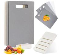 PRITOK Juego de 4 Tablas de Cortar Cocina: 28,3x18,5 cm Con Asas y Soporte de Almacenamiento, Profesional para Frutas, Verduras, Carne, Apto para Lavavajillas, Sin BPA