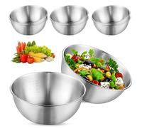PRITOK Juego de cuencos de acero inoxidable: 8 unidades, apilables, de metal, diámetro de 19 cm, ensaladera de alta calidad con marcas de medición, ensaladera para ensalada, aperitivos, salsas