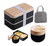 PRITOK Juego de fiambreras premium de 1400 ml + 600 ml, caja de bento aislada para adultos con cubiertos de acero inoxidable, apta para microondas y bolsa térmica (sin BPA, 6 horas de retención de