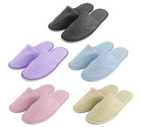 PRITOK Juego de pantuflas para invitados: 5 pares, 28 x 11 x 0,6 cm, rizo, para centros de belleza, médicos, hoteles, unisex, rosa