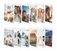 PRITOK Marcos Magnéticos: Set de 12 Marcos de Acrílico de Doble Cara, Perfectos para Fotos, Notas y Postales, para Refrigeradores y Otras Superficies Metálicas (6 x 9 cm)