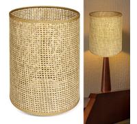 PRITOK Pantalla de ratán para lámpara de suspensión: decoración retro, cubiertas de lámpara de repuesto, para comedor, salón (20 x 14 cm)