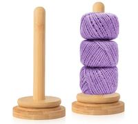 PRITOK Soporte de hilo de lana: 2 unidades, soporte para bolas de lana, madera, enrollador giratorio con rodamiento de bolas, soporte para carretes de lana, soporte para ovillos de lana para amantes