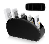 PRITOK Soporte para mando a distancia con 5 bolsillos, soporte para mando a distancia, piel sintética, gran soporte para TV, DVD, 4K Stick y mandos a distancia Bluray, organizador de escritorio para