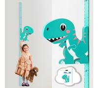 PRITOK Tabla de medición de altura para bebés: altímetro de dinosaurio móvil en 3D con lápiz de pizarra blanca y cinta métrica, barra de medición, altímetro, listón de medición, decoración enrollable