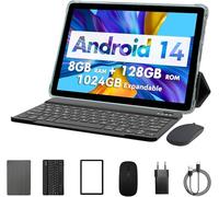 PRITOM Tablet Android 13.3, 1, 8 GB (4+4), 128 GB, Extensible 1 TB, 8000 mAh, WiFi 6, Bluetooth, Tablet de Juegos, PC con Bolsa, Teclado, ratón, Azul