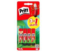 Pritt Barra Adhesiva 11 g (pack de 3+1), pegamento infantil seguro para niños para manualidades, cola universal de adhesión fuerte para estuche escolar y oficina, Pritt Stick