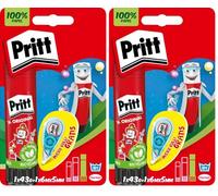 Pritt Barra Adhesiva + Corrector Micro Roller, pegamento infantil y corrector blanco, accesorios para estuche escolar y oficina, 43 g (Pritt Stick) y 5mm x 6m (corrector) (Paquete de 2)