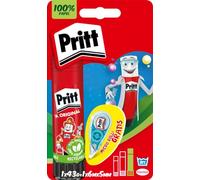 Pritt Barra Adhesiva + Corrector Micro Roller, pegamento infantil y corrector blanco, accesorios para estuche escolar y oficina, 43 g (Pritt Stick) y 5mm x 6m (corrector)