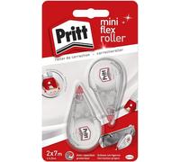 Pritt Corrector Mini Roller, corrector roller con punta flexible, cinta correctora con un cómodo tamaño, corrector blanco con tapa de protección, 2 cintas de 4,2mm x 7m
