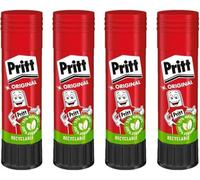 Pritt Pegamento en barra de 22 g (paquete de 4), seguro y apto para niños, para artes y manualidades, pegamento fuerte para la escuela y suministros de oficina