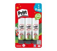 Pritt Pegamento en barra de pegamento, seguro y apto para niños, para actividades de arte y manualidades, adhesivo fuerte para suministros escolares y de oficina, 22 g (paquete de 3)