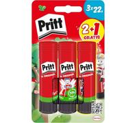 Pritt Stick Original Pegamento Barra Escolar para Manualidades, 2+1 x 22 g | Para Papel/Cartón/Cartulina/Etiquetas/Fotos, 97% ingredientes naturales, Lavable a 20 °C, Sin disolventes, Seguro para Niños