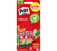 Pritt Stick Original Pegamento Barra Escolar para Manualidades, 5 x 43 g | Para Papel/Cartón/Cartulina/Etiquetas/Fotos, 97% ingredientes naturales, Lavable a 20 °C, Sin disolventes, Seguro para Niños