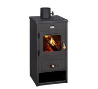 Prity K1 Optima - Estufa de leña, 9,5 kW, clase energética A, quemador de leña compacto, conservación de leña, certificado CE, chimenea independiente