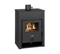 PRITY K13 D - Estufa de leña (11,6 kW, clase energética 81,9% de iámetro de 130 mm, tubo de humo, construcción de acero y hierro fundido)