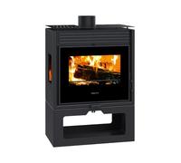Prity PM3 E - Estufa de leña panorámica de cristal de tres lados, 10 kW, certificado CE, estufa de leña independiente