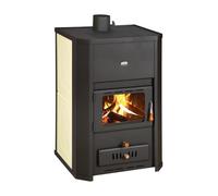 Prity WD W24 - Estufa de leña, 24 kW, calentador central, amplia chimenea, certificado CE, quemador de leña