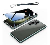 Privacy Magnetic Double Sided Tempered Glass Phone Case for Samsung Galaxy S25 S24 S23 S22 S21 Series, Anti-Peeping Screen Full Body Protection Cover (Green,antipeeping for S23ULTRA)