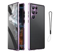 Privacy Magnetic Double Sided Tempered Glass Phone Case,with Anti-Peeping Screen Full Body Protection, for Samsung Galaxy S25, S24, S23, S22, S21 Series (S22ULTRA,HD-Purple)