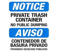 Private Dumpster Warning Bilingual Sign 12x8 Inch
