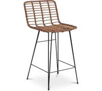 PRIVATEFLOOR Taburete de Bar de Mimbre con Respaldo - Diseño Boho Bali - 75cm - Catori